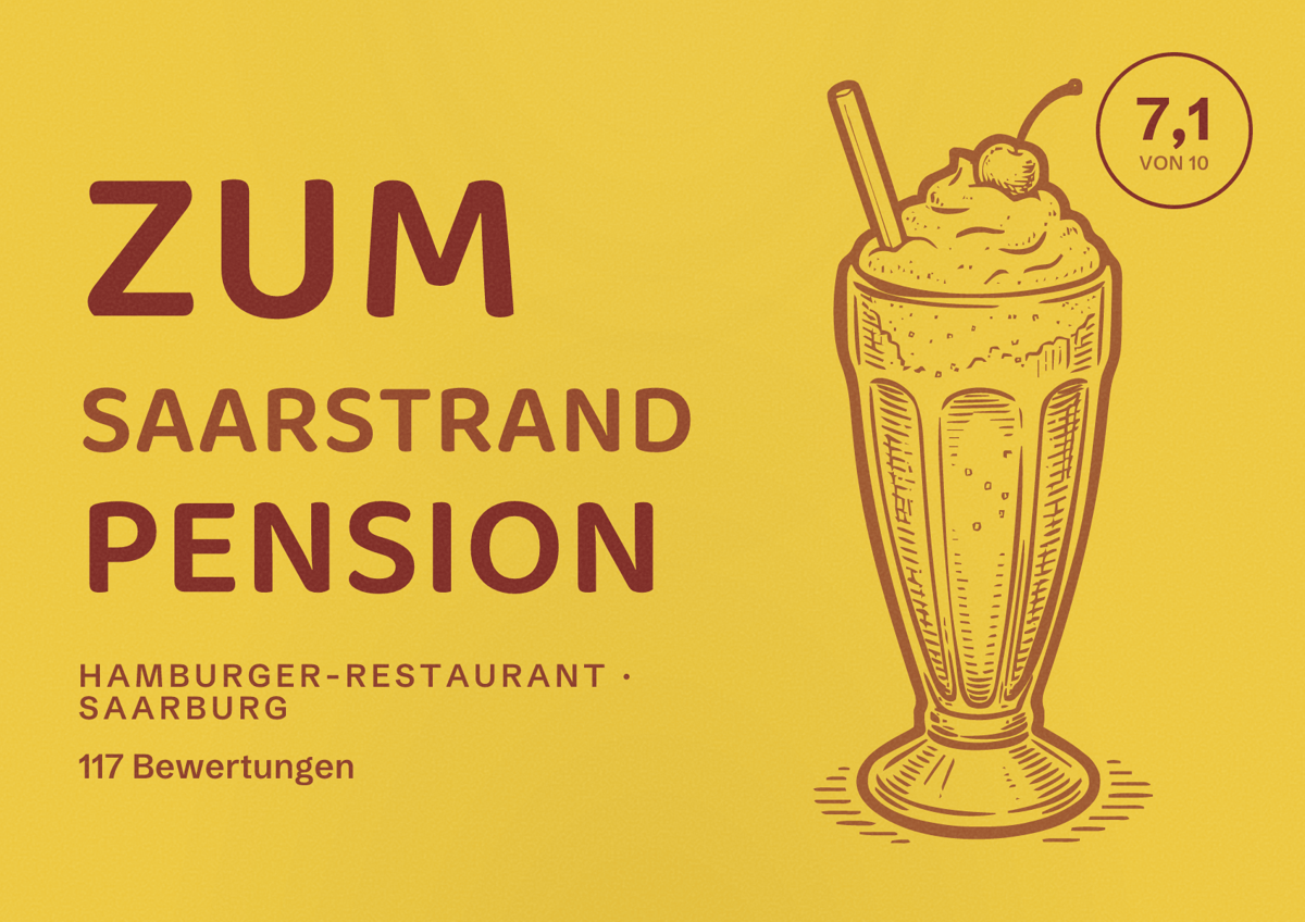 Illustriertes Poster von Zum Saarstrand Pension, Hamburger-Restaurant in Saarburg: Bewertung 7,1 von 10 aus 117 Bewertungen