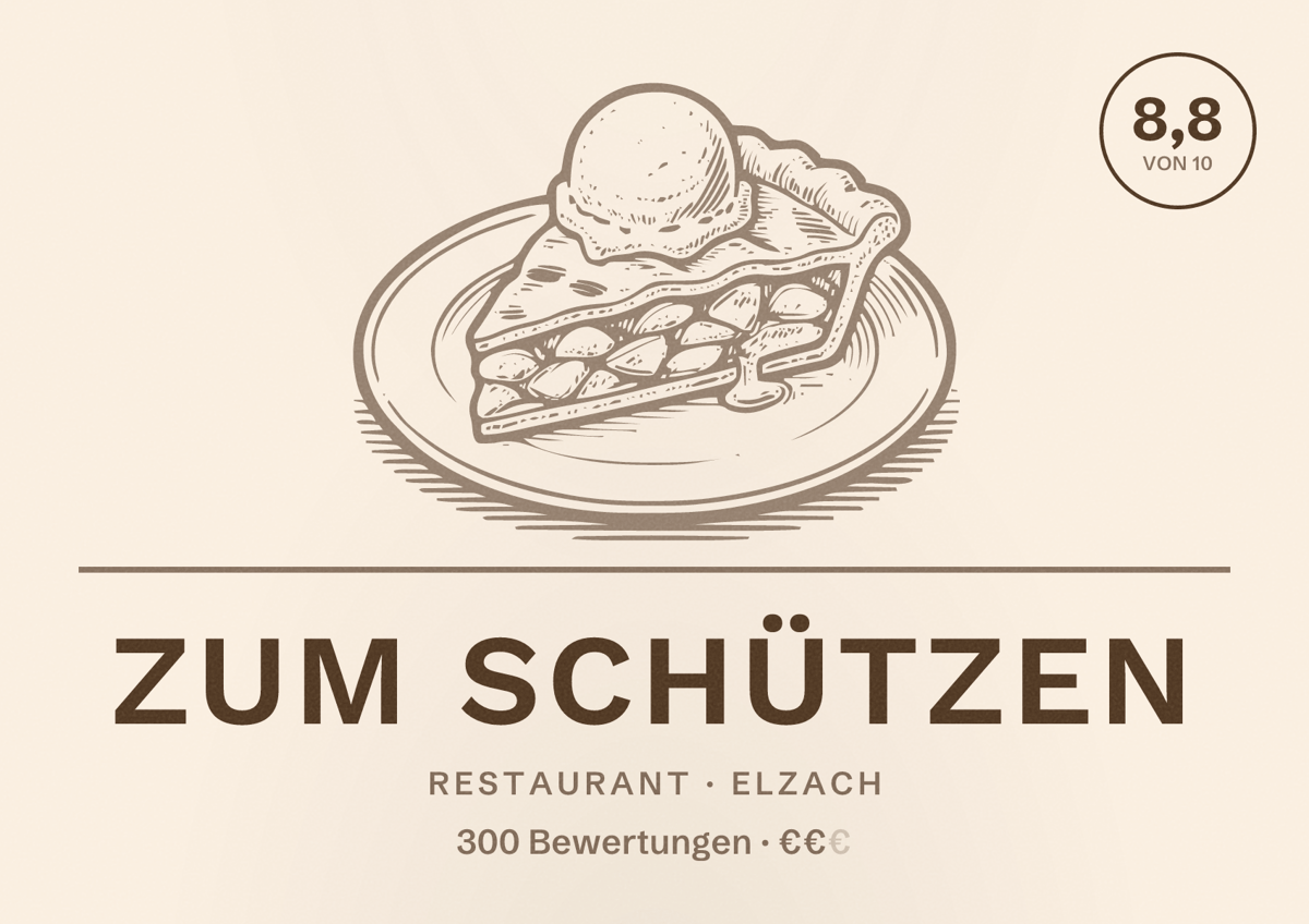 Illustriertes Poster von Zum Schützen, Restaurant in Elzach: Bewertung 8,8 von 10 aus 300 Bewertungen, Preisniveau €€