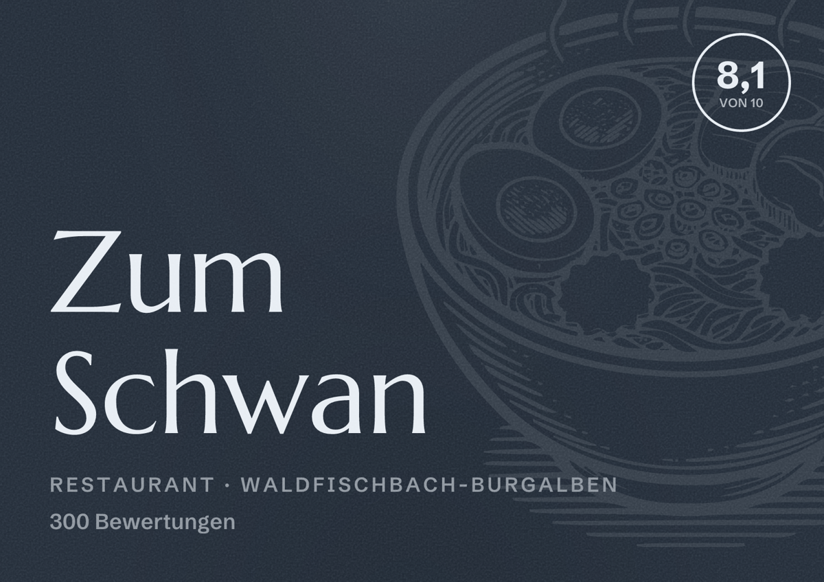 Illustriertes Poster von Zum Schwan, Restaurant in Waldfischbach-Burgalben: Bewertung 8,1 von 10 aus 300 Bewertungen