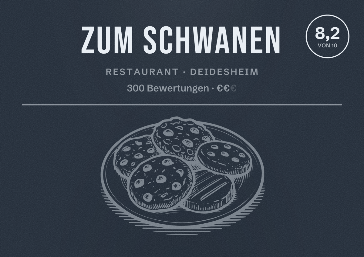 Illustriertes Poster von Zum Schwanen, Restaurant in Deidesheim: Bewertung 8,2 von 10 aus 300 Bewertungen, Preisniveau €€