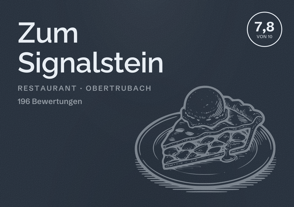 Illustriertes Poster von Zum Signalstein, Restaurant in Obertrubach: Bewertung 7,8 von 10 aus 196 Bewertungen
