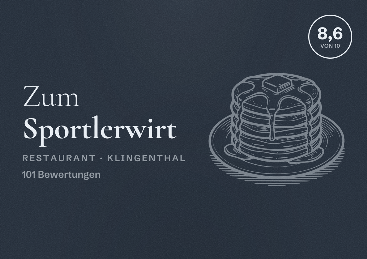 Illustriertes Poster von Zum Sportlerwirt, Restaurant in Klingenthal: Bewertung 8,6 von 10 aus 101 Bewertungen