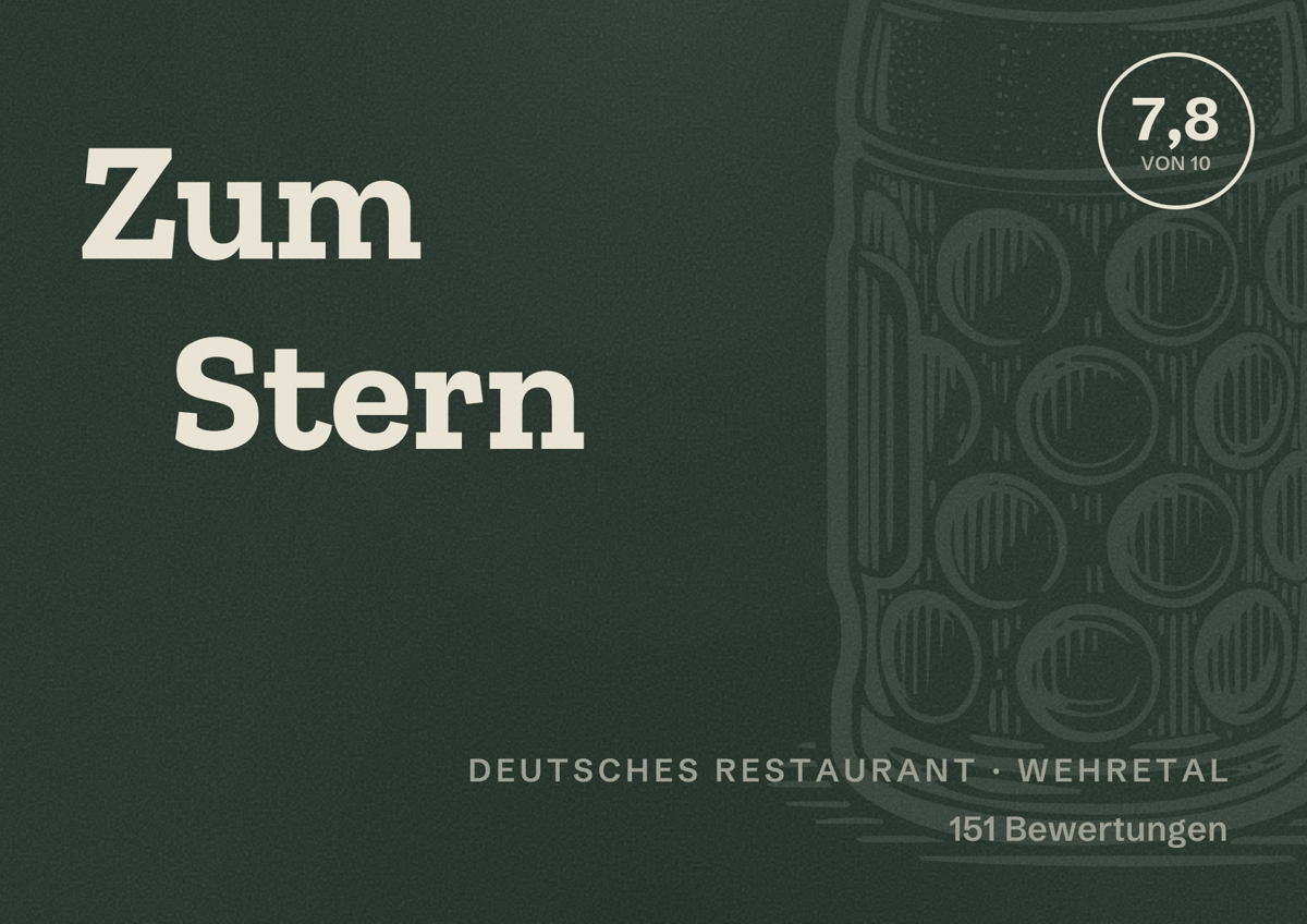 Illustriertes Poster von Zum Stern, Deutsches Restaurant in Wehretal: Bewertung 7,8 von 10 aus 151 Bewertungen