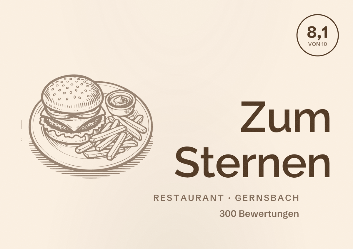 Illustriertes Poster von Zum Sternen, Restaurant in Gernsbach: Bewertung 8,1 von 10 aus 300 Bewertungen
