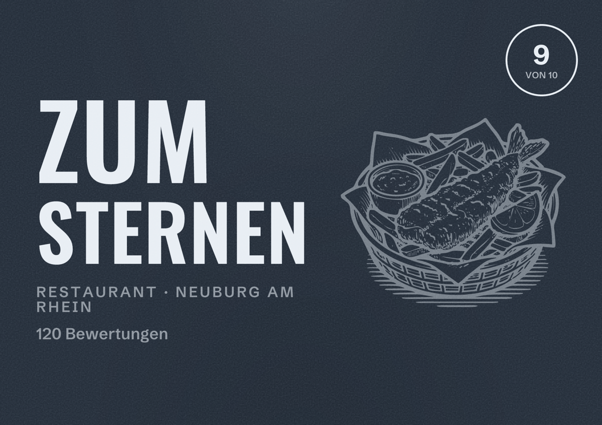 Illustriertes Poster von Zum Sternen, Restaurant in Neuburg am Rhein: Bewertung 9 von 10 aus 120 Bewertungen