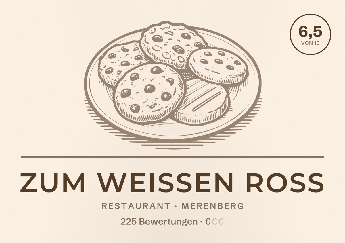 Illustriertes Poster von Zum Weißen Roß, Restaurant in Merenberg: Bewertung 6,5 von 10 aus 225 Bewertungen, Preisniveau €