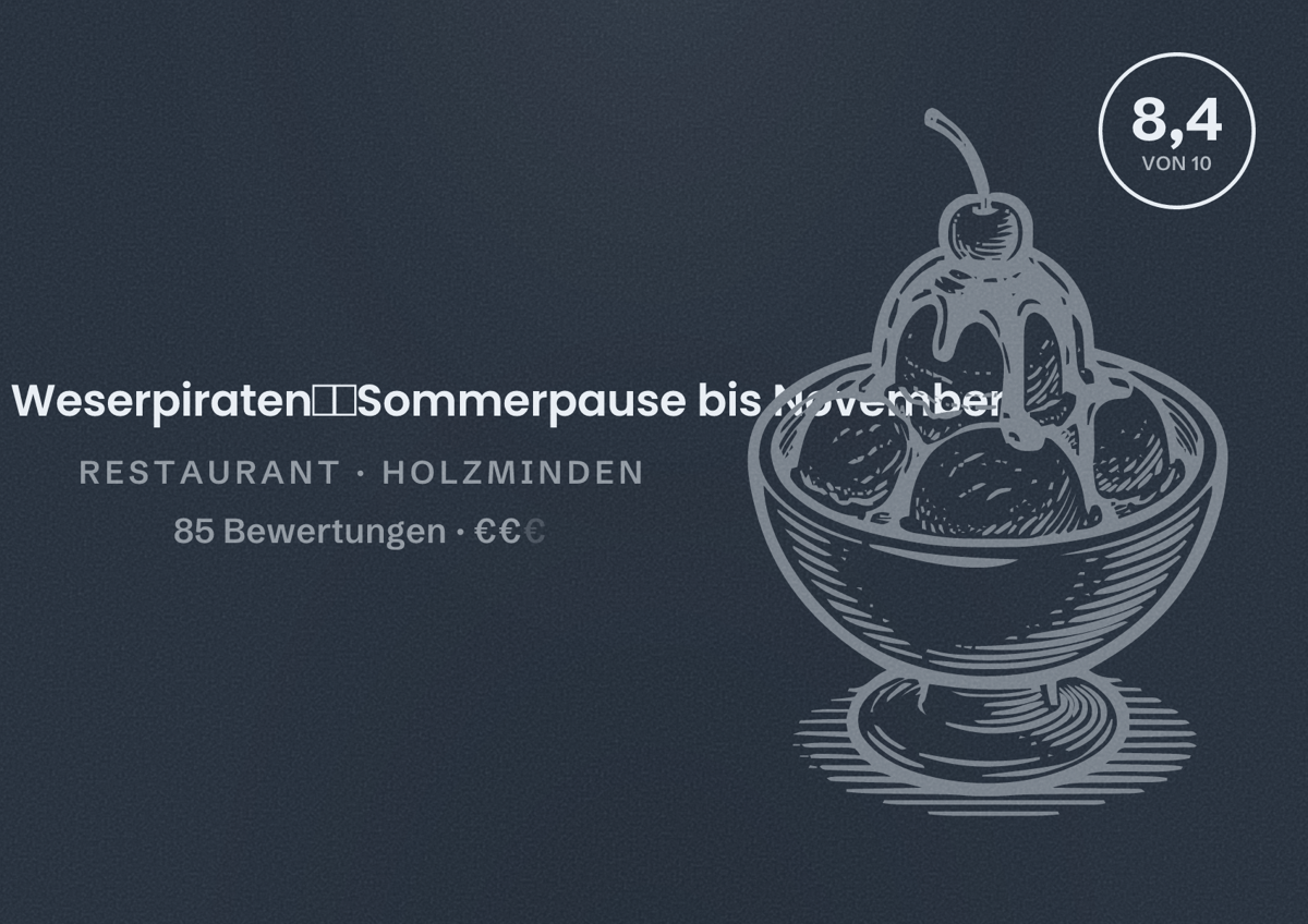 Illustriertes Poster von ️️⚓️Zum Weserpiraten⚓️Sommerpause bis November, Restaurant in Holzminden: Bewertung 8,4 von 10 aus 85 Bewertungen, Preisniveau €€