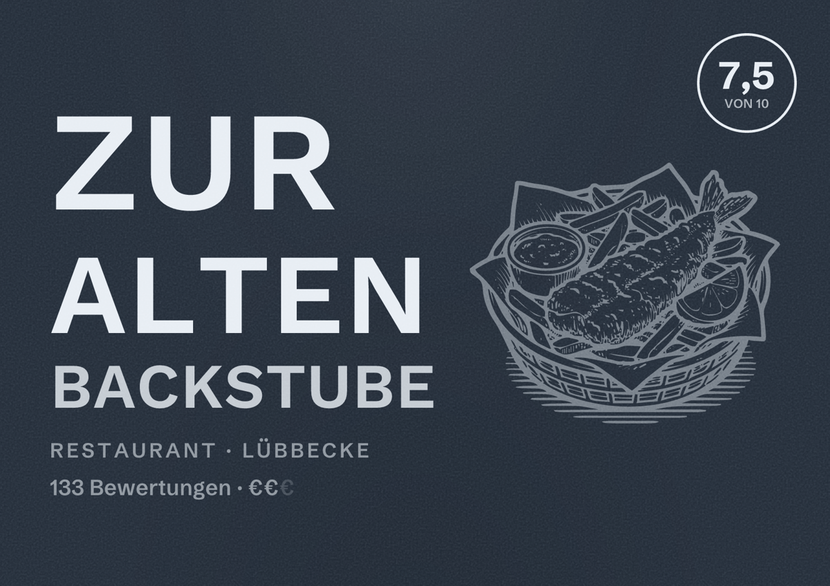 Illustriertes Poster von Zur alten Backstube, Restaurant in Lübbecke: Bewertung 7,5 von 10 aus 133 Bewertungen, Preisniveau €€