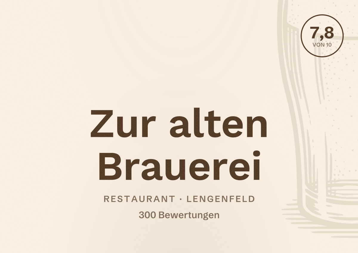 Illustriertes Poster von Zur alten Brauerei, Restaurant in Lengenfeld: Bewertung 7,8 von 10 aus 300 Bewertungen