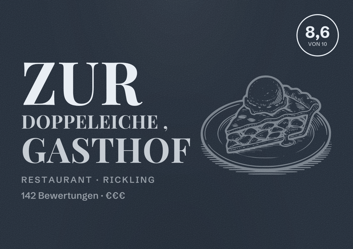 Illustriertes Poster von Zur Doppeleiche , Gasthof, Restaurant in Rickling: Bewertung 8,6 von 10 aus 142 Bewertungen, Preisniveau €€€