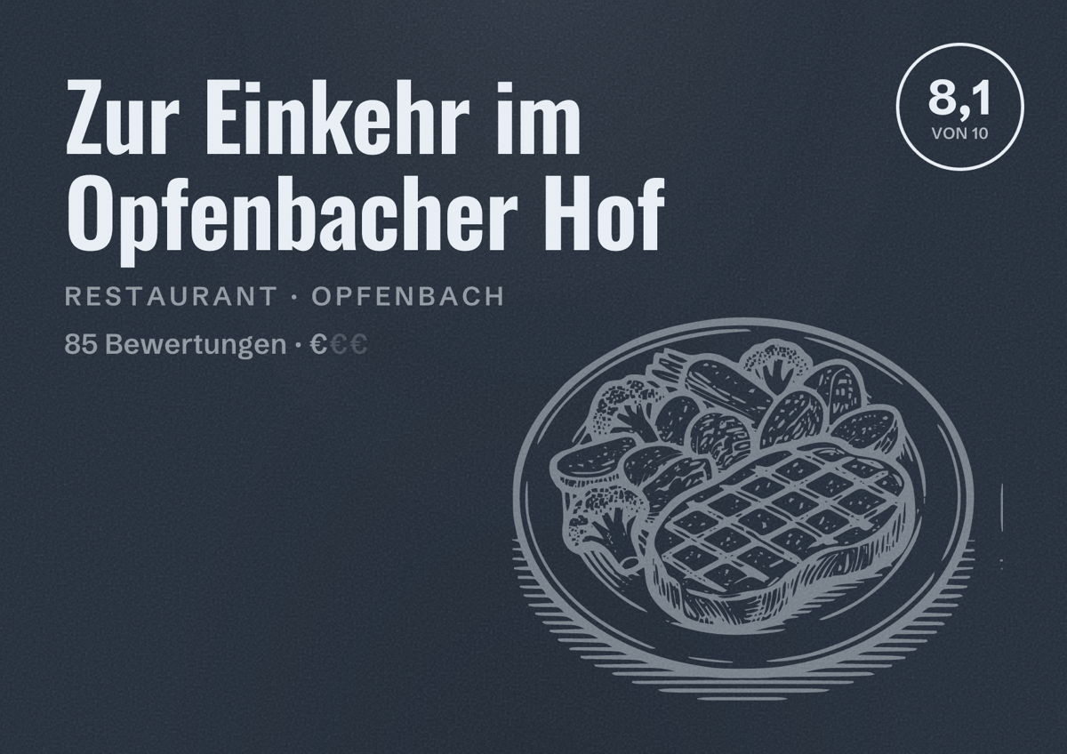 Illustriertes Poster von Zur Einkehr im Opfenbacher Hof, Restaurant in Opfenbach: Bewertung 8,1 von 10 aus 85 Bewertungen, Preisniveau €