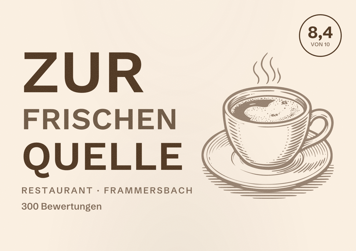 Illustriertes Poster von Zur frischen Quelle, Restaurant in Frammersbach: Bewertung 8,4 von 10 aus 300 Bewertungen