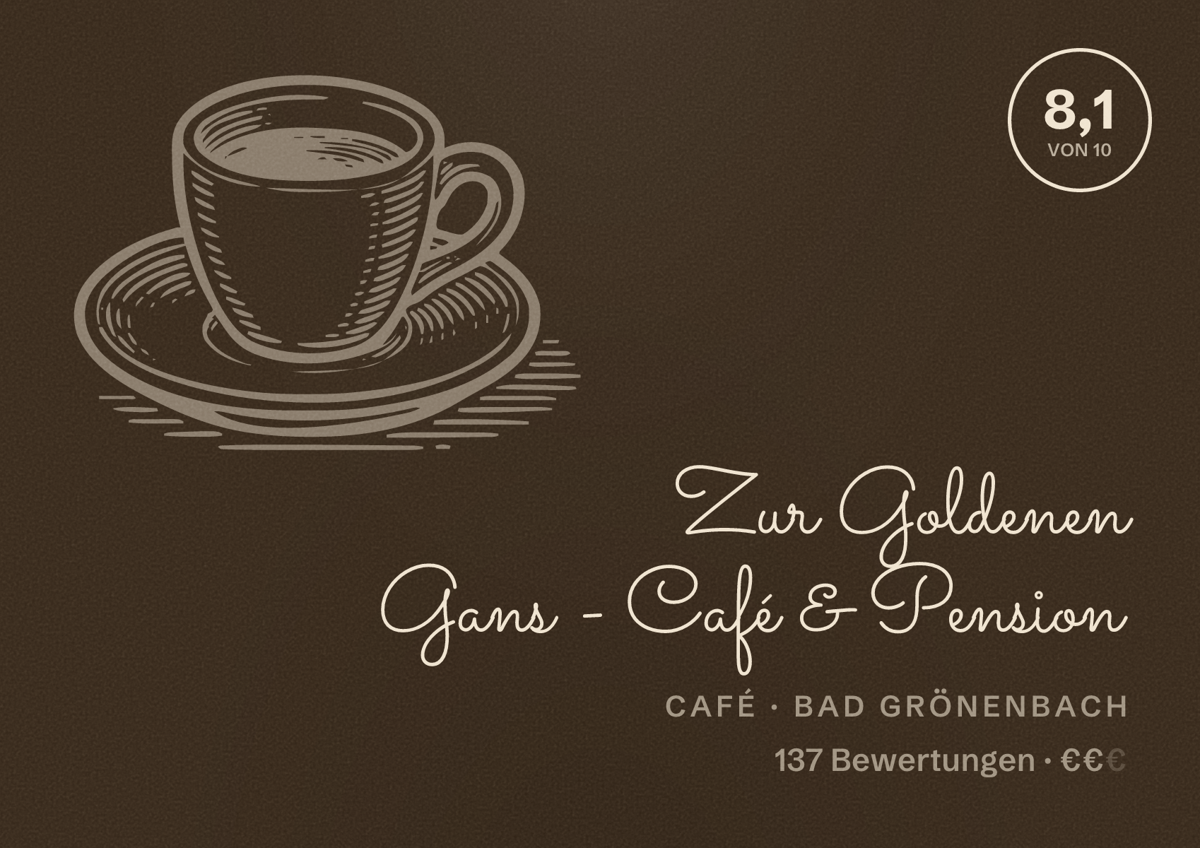 Illustriertes Poster von Zur Goldenen Gans - Café & Pension, Café in Bad Grönenbach: Bewertung 8,1 von 10 aus 137 Bewertungen, Preisniveau €€