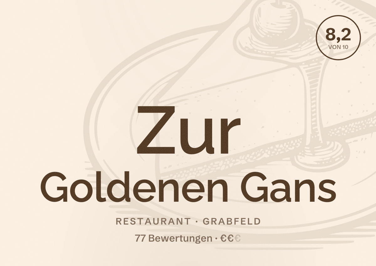 Illustriertes Poster von Zur Goldenen Gans, Restaurant in Grabfeld: Bewertung 8,2 von 10 aus 77 Bewertungen, Preisniveau €€