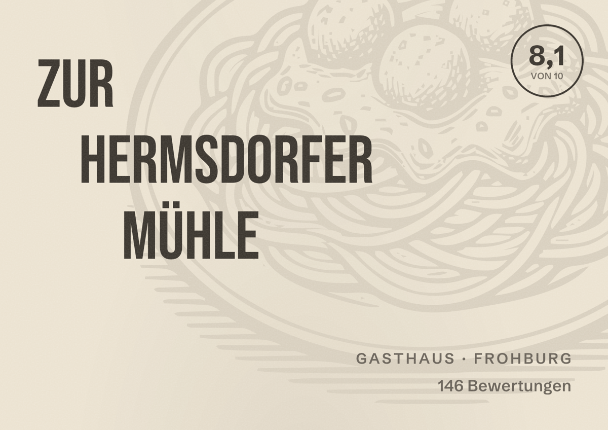 Illustriertes Poster von Zur Hermsdorfer Mühle, Gasthaus in Frohburg: Bewertung 8,1 von 10 aus 146 Bewertungen