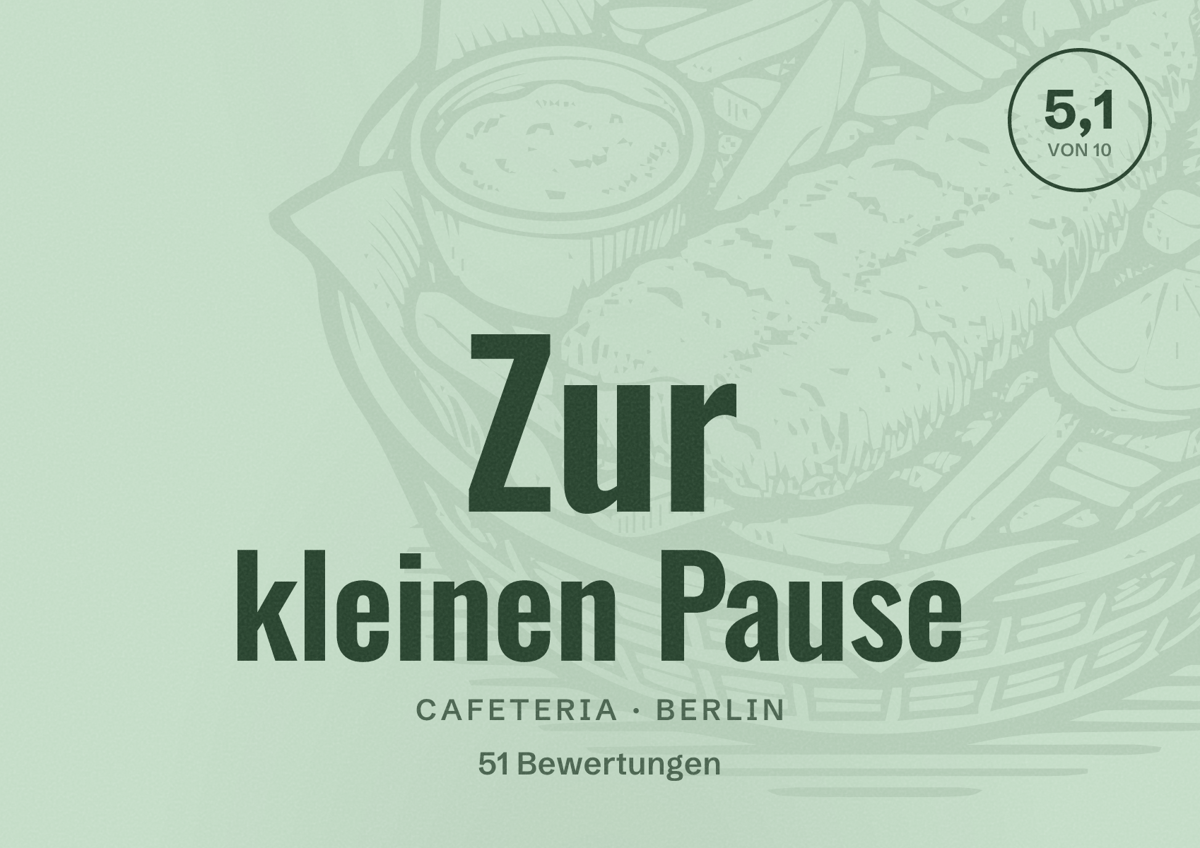 Illustriertes Poster von Zur kleinen Pause, Cafeteria in Berlin: Bewertung 5,1 von 10 aus 51 Bewertungen
