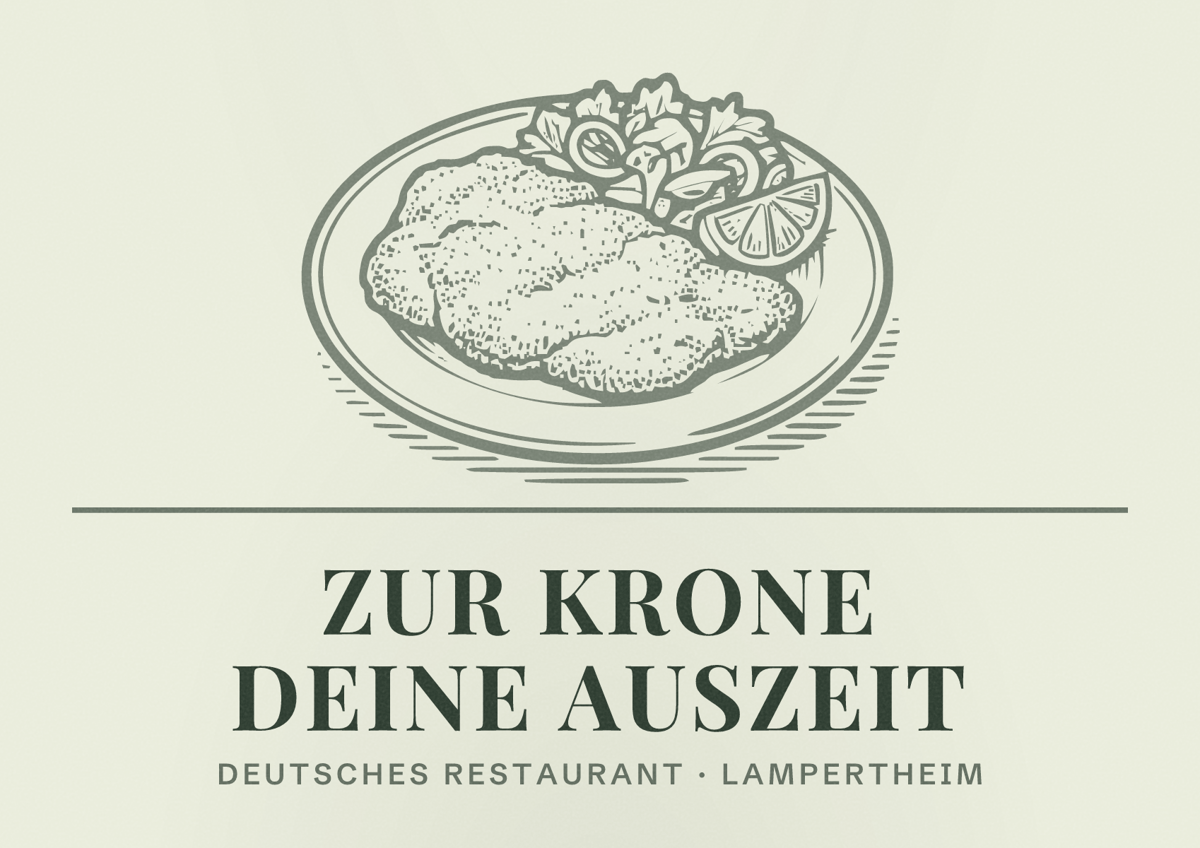Illustriertes Poster von Zur Krone Deine Auszeit, Deutsches Restaurant in Lampertheim