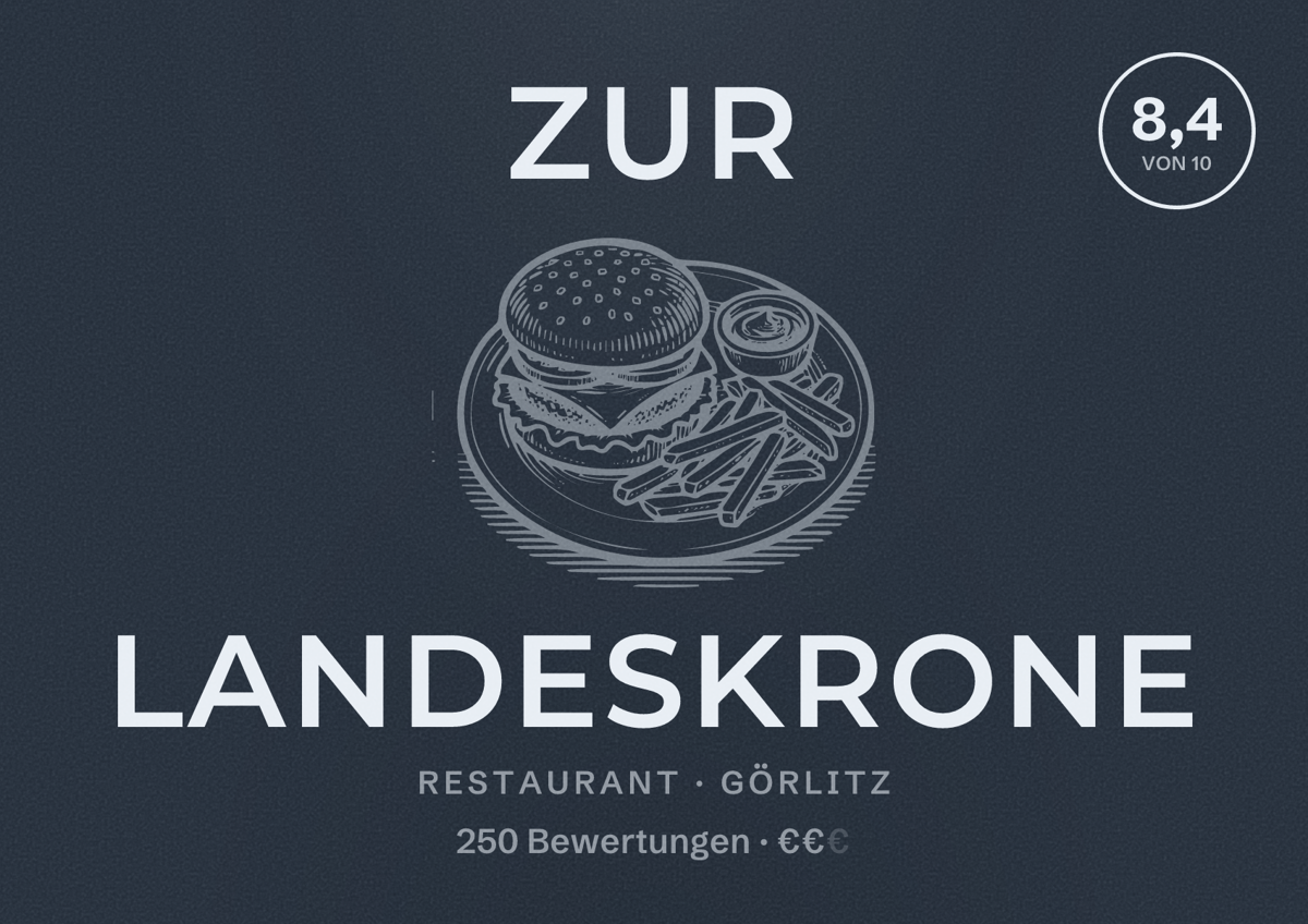 Illustriertes Poster von Zur Landeskrone, Restaurant in Görlitz: Bewertung 8,4 von 10 aus 250 Bewertungen, Preisniveau €€
