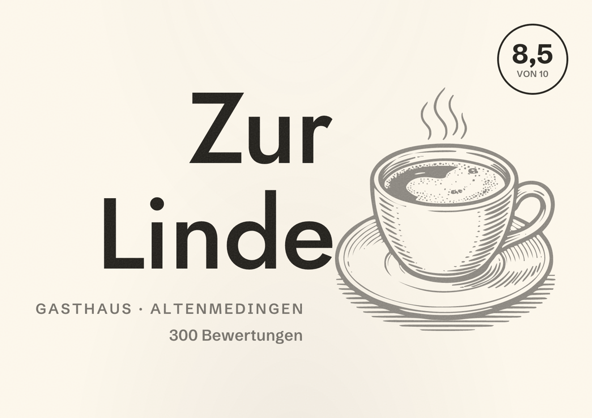 Illustriertes Poster von Zur Linde, Gasthaus in Altenmedingen: Bewertung 8,5 von 10 aus 300 Bewertungen