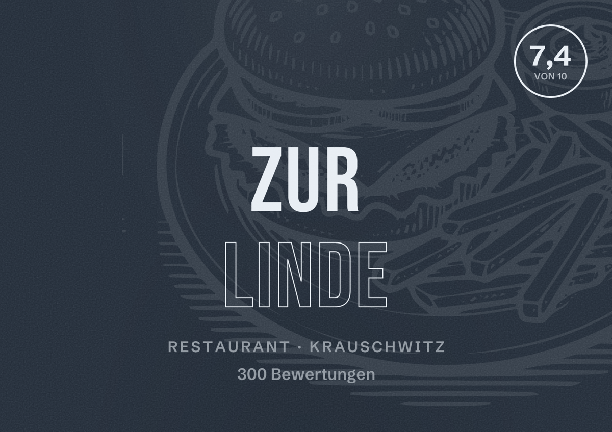 Illustriertes Poster von Zur Linde, Restaurant in Krauschwitz: Bewertung 7,4 von 10 aus 300 Bewertungen