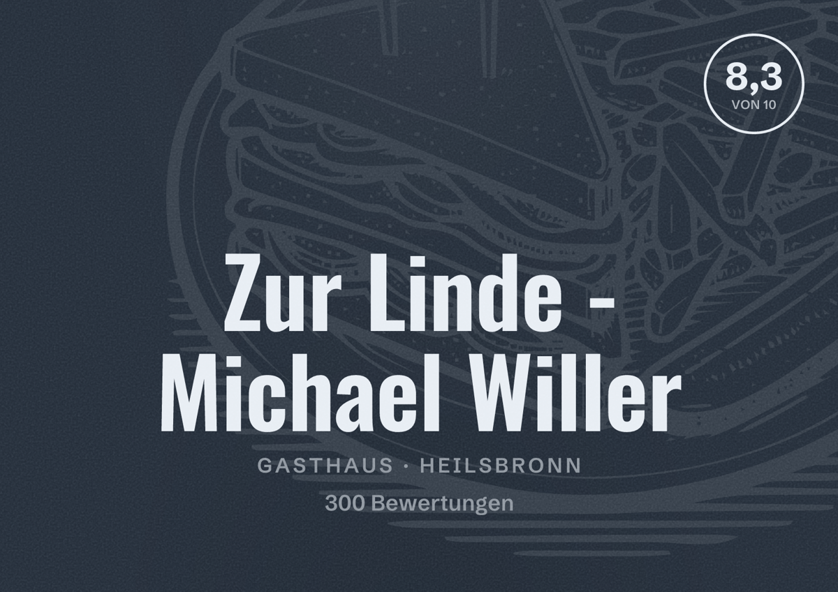 Illustriertes Poster von Zur Linde - Michael Willer, Gasthaus in Heilsbronn: Bewertung 8,3 von 10 aus 300 Bewertungen