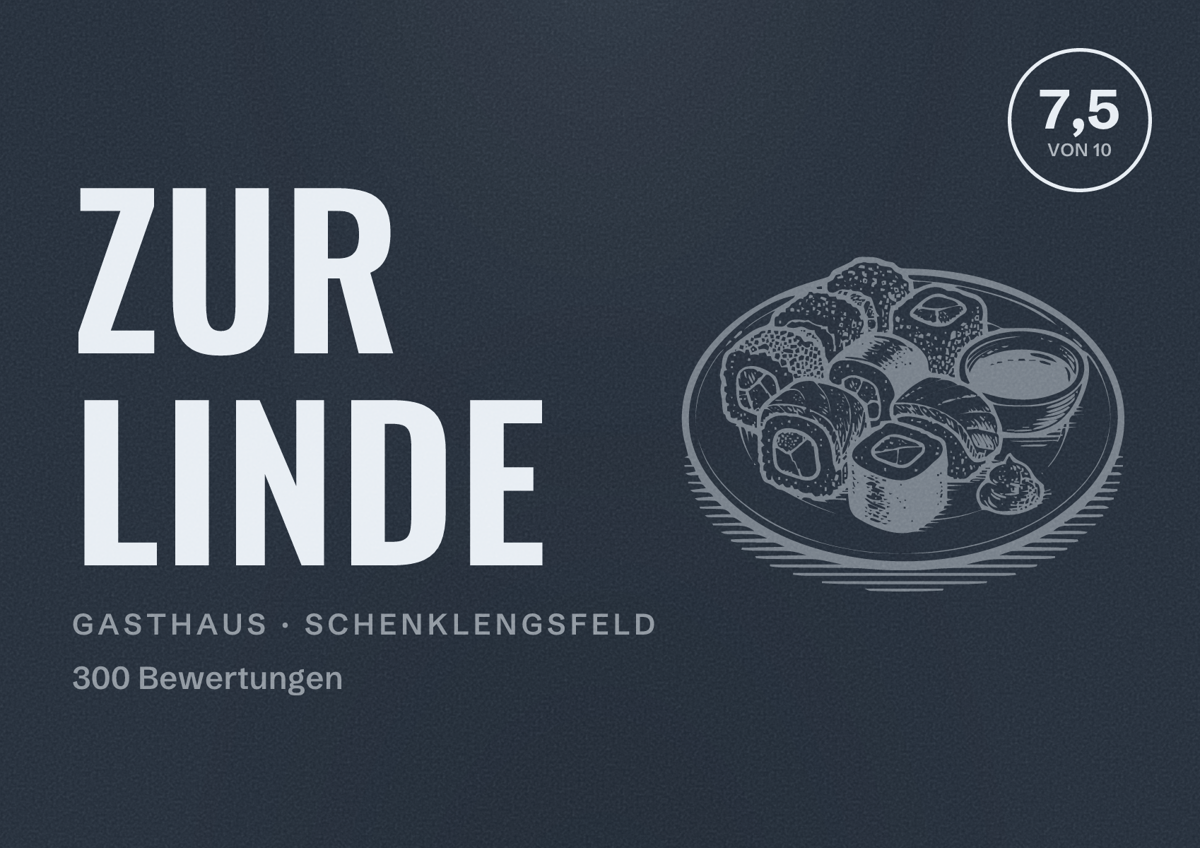 Illustriertes Poster von Zur Linde, Gasthaus in Schenklengsfeld: Bewertung 7,5 von 10 aus 300 Bewertungen
