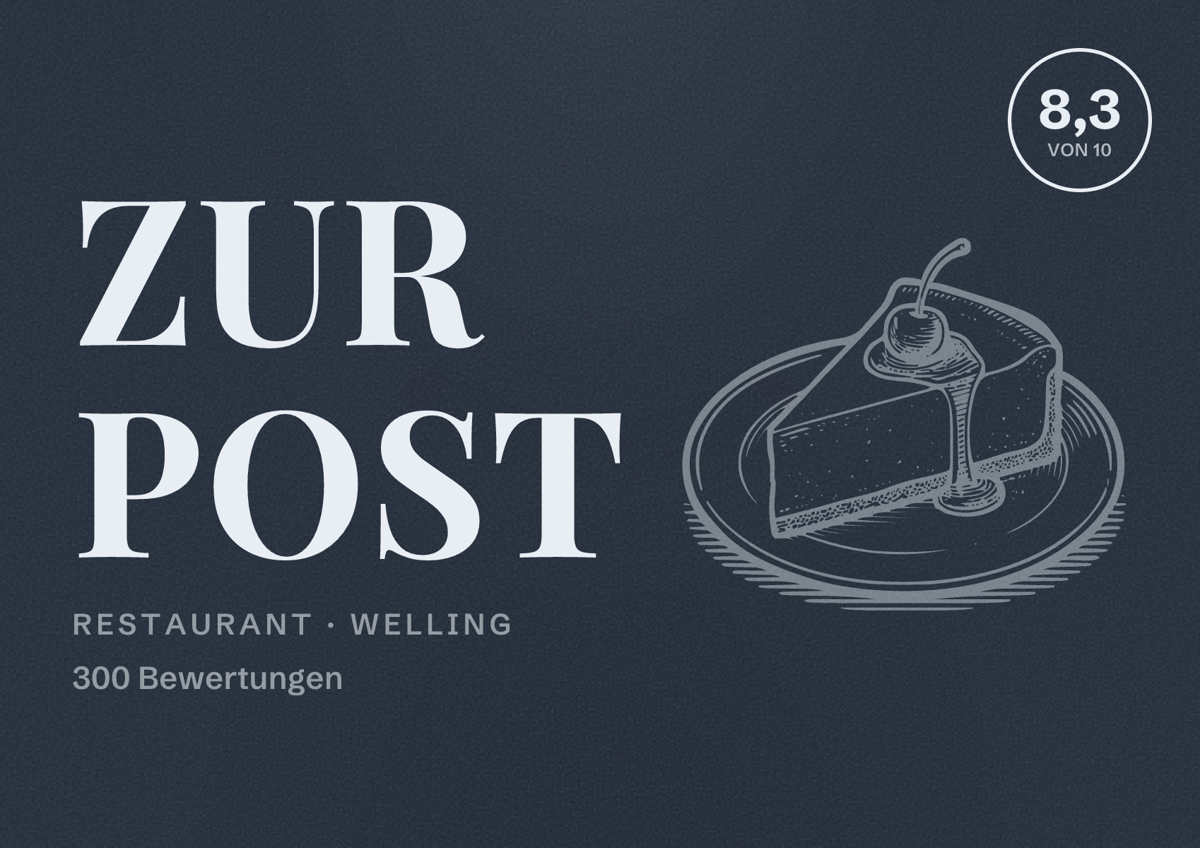Illustriertes Poster von Zur Post, Restaurant in Welling: Bewertung 8,3 von 10 aus 300 Bewertungen