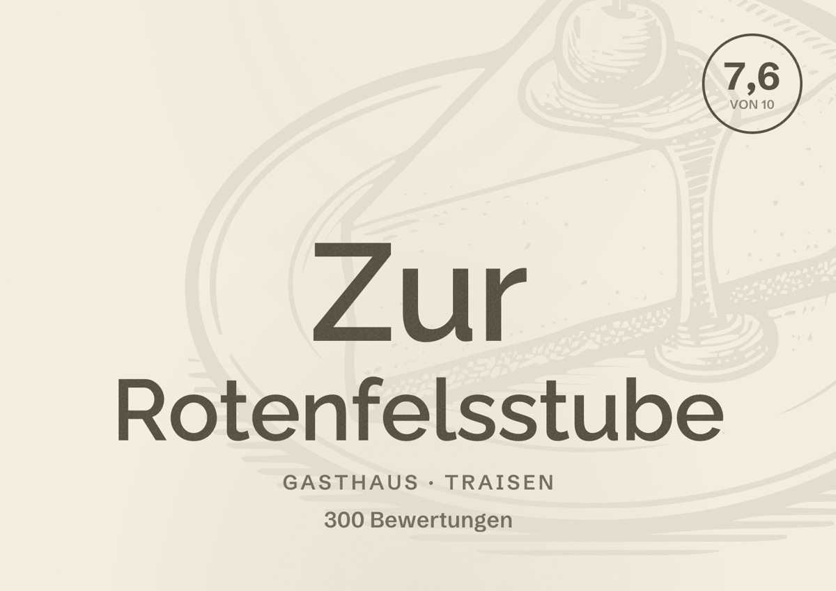 Illustriertes Poster von Zur Rotenfelsstube, Gasthaus in Traisen: Bewertung 7,6 von 10 aus 300 Bewertungen