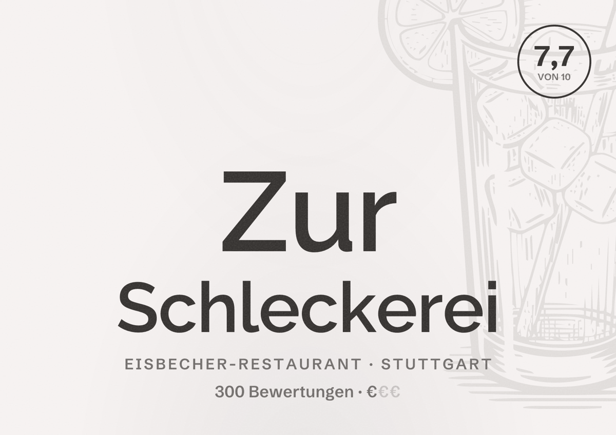 Illustriertes Poster von Zur Schleckerei, Eisbecher-Restaurant in Stuttgart: Bewertung 7,7 von 10 aus 300 Bewertungen, Preisniveau €