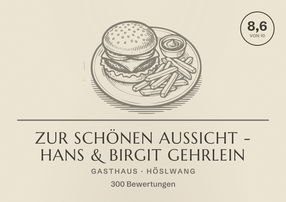 Illustriertes Poster von Zur schönen Aussicht - Hans & Birgit Gehrlein, Gasthaus in Höslwang: Bewertung 8,6 von 10 aus 300 Bewertungen