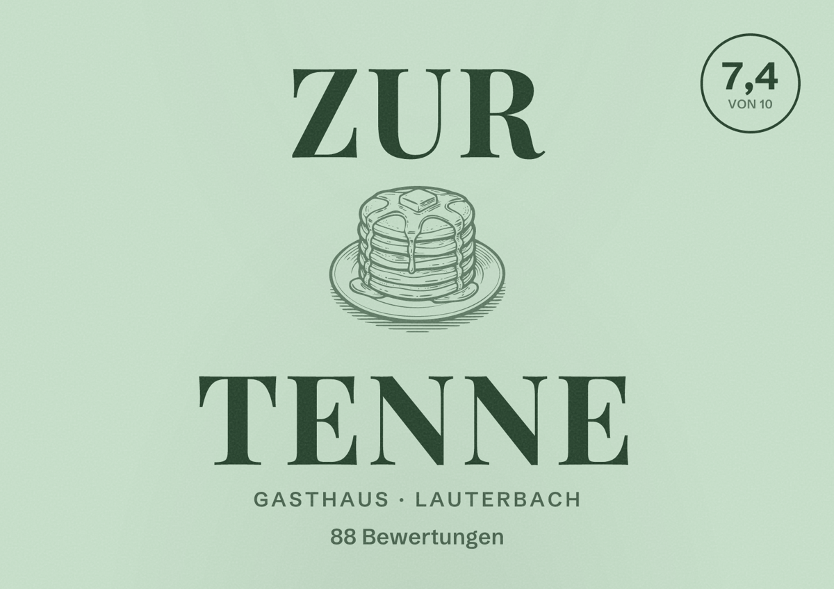 Illustriertes Poster von Zur Tenne, Gasthaus in Lauterbach: Bewertung 7,4 von 10 aus 88 Bewertungen