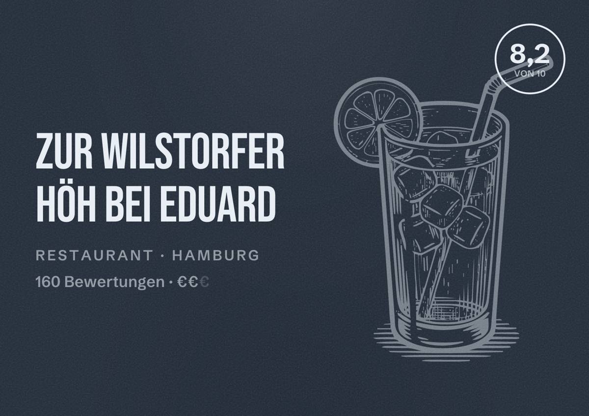 Illustriertes Poster von Zur Wilstorfer Höh bei Eduard, Restaurant in Hamburg: Bewertung 8,2 von 10 aus 160 Bewertungen, Preisniveau €€
