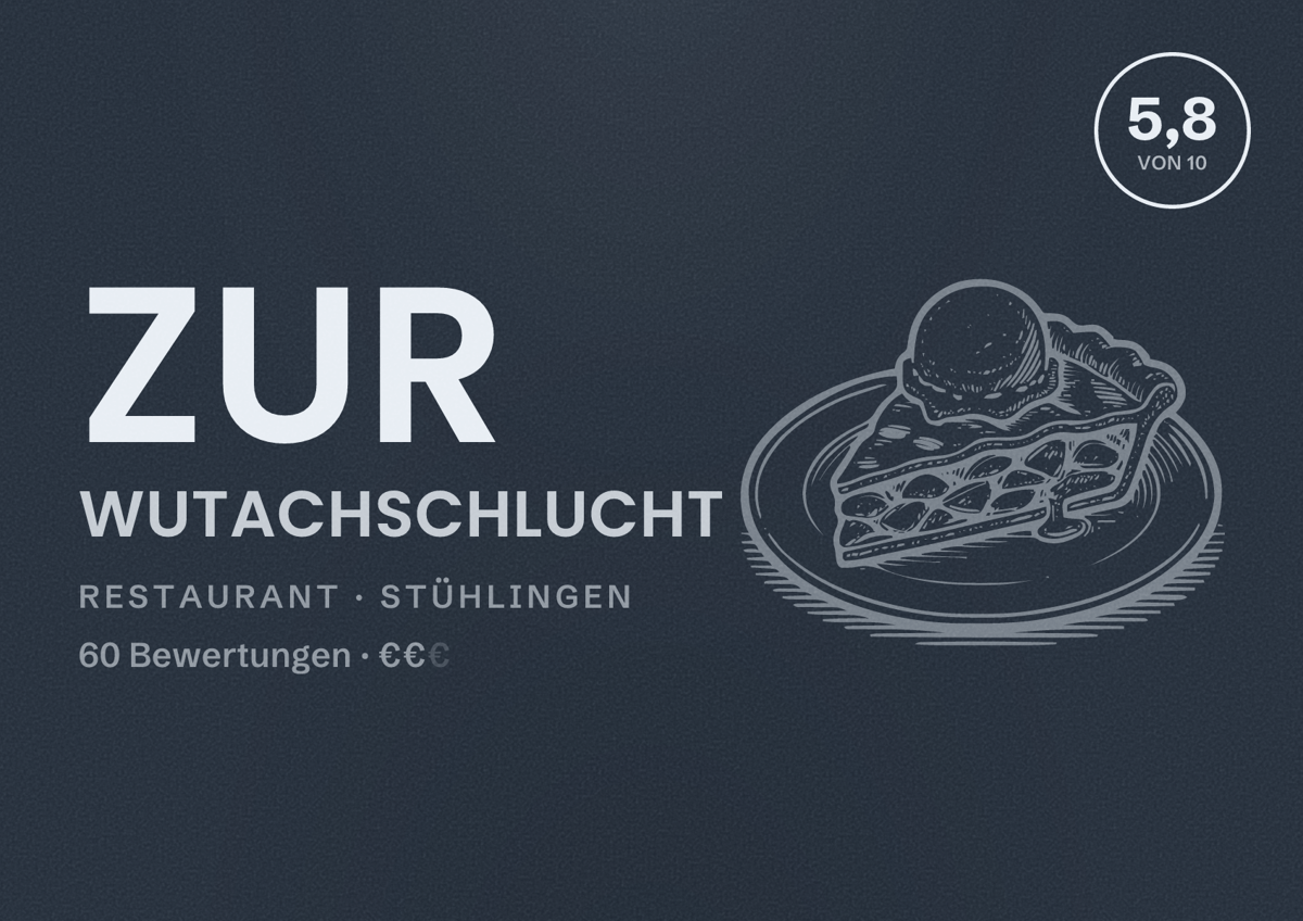 Illustriertes Poster von Zur Wutachschlucht, Restaurant in Stühlingen: Bewertung 5,8 von 10 aus 60 Bewertungen, Preisniveau €€