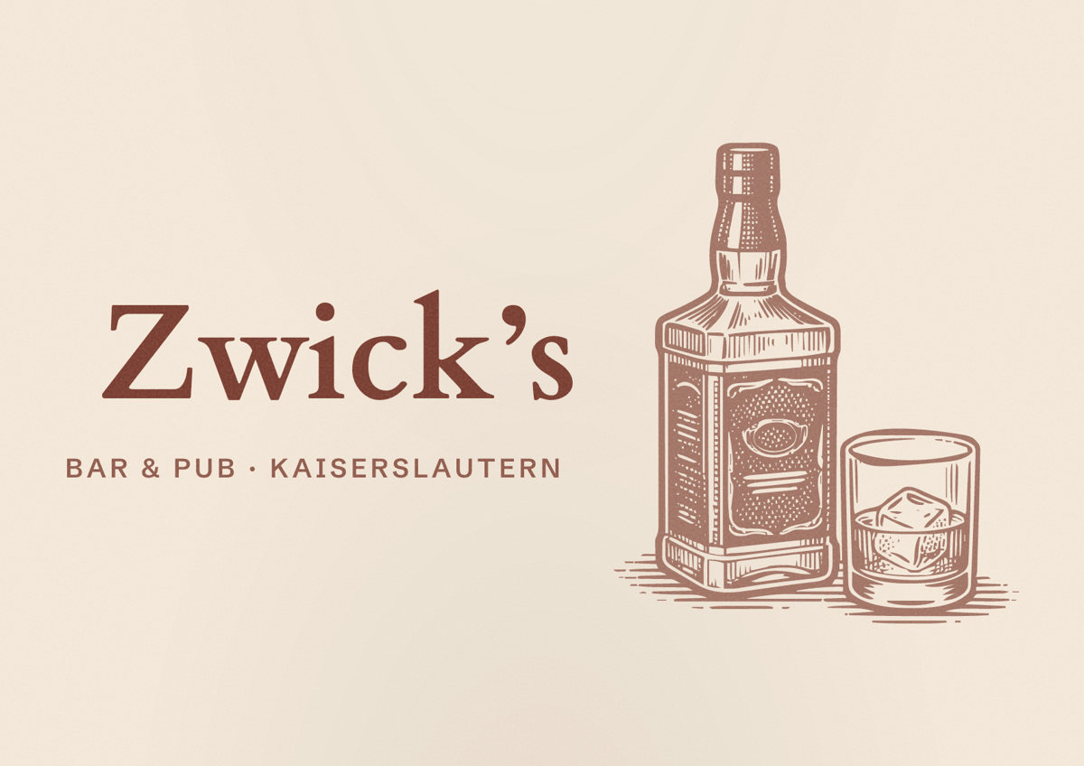 Illustriertes Poster von Zwick’s, Bar & Pub in Kaiserslautern