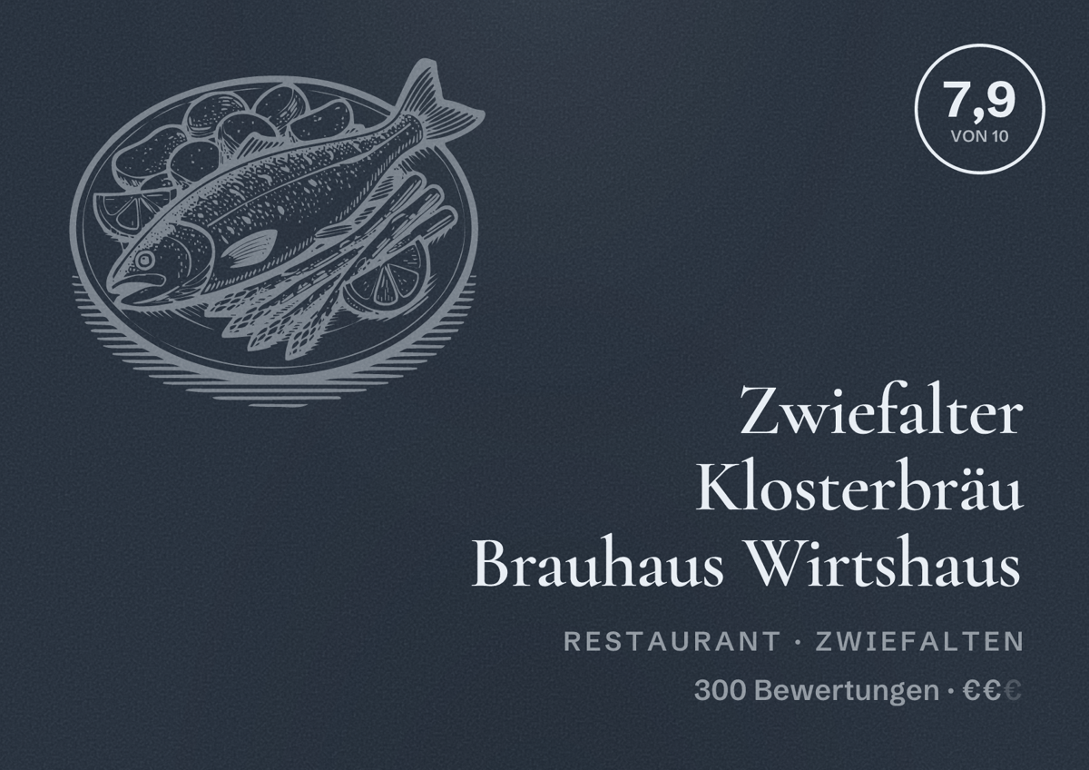 Illustriertes Poster von Zwiefalter Klosterbräu Brauhaus Wirtshaus, Restaurant in Zwiefalten: Bewertung 7,9 von 10 aus 300 Bewertungen, Preisniveau €€