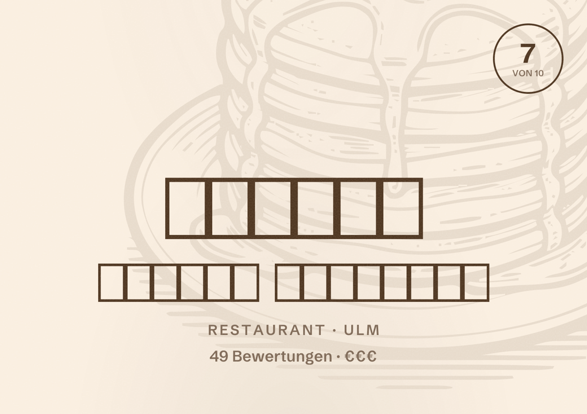 Illustriertes Poster von الدارم للمواد الغذائية, Restaurant in Ulm: Bewertung 7 von 10 aus 49 Bewertungen, Preisniveau €€€