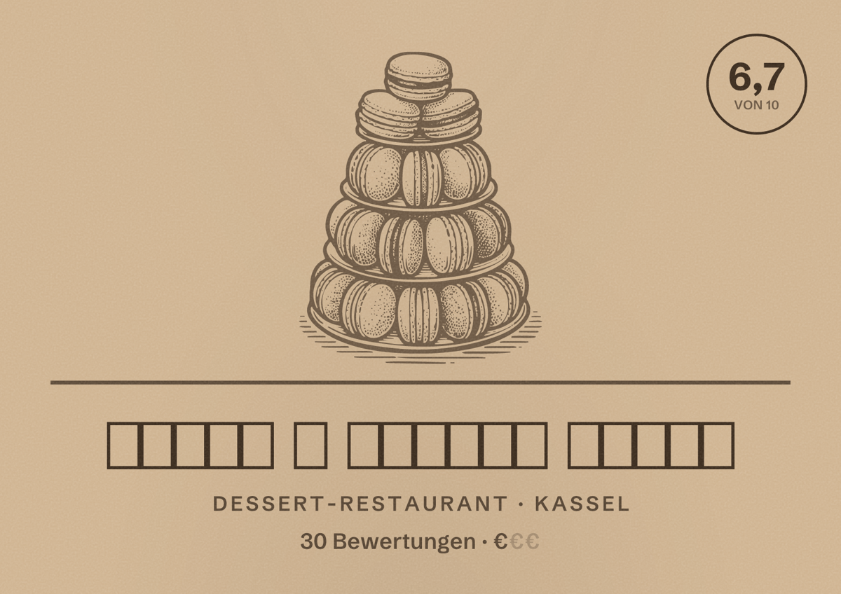 Illustriertes Poster von فطاير و حلويات المجد, Dessert-Restaurant in Kassel: Bewertung 6,7 von 10 aus 30 Bewertungen, Preisniveau €