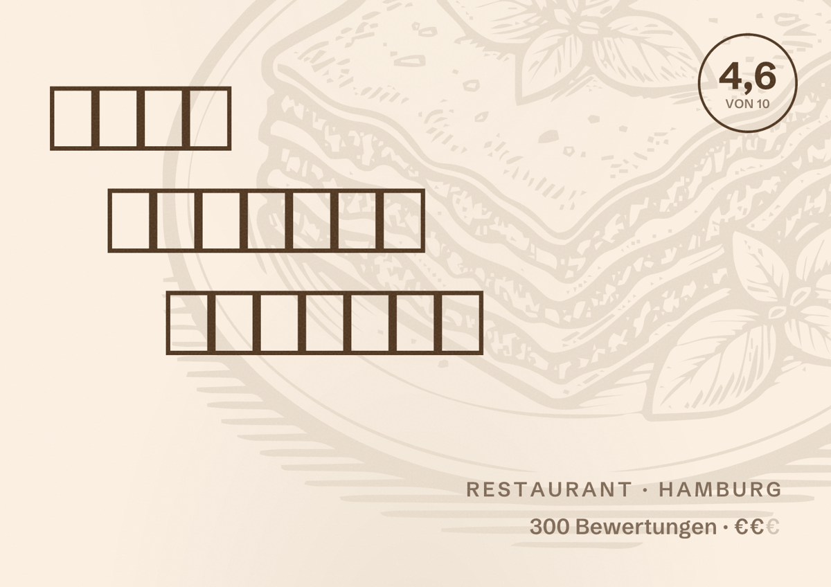 Illustriertes Poster von مطعم الأميرة الدمشقي, Restaurant in Hamburg: Bewertung 4,6 von 10 aus 300 Bewertungen, Preisniveau €€
