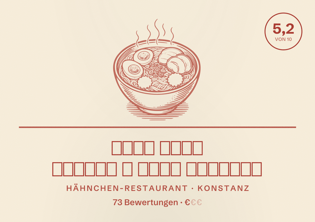 Illustriertes Poster von مطعم عربي شاورما و فروج المدينه, Hähnchen-Restaurant in Konstanz: Bewertung 5,2 von 10 aus 73 Bewertungen, Preisniveau €