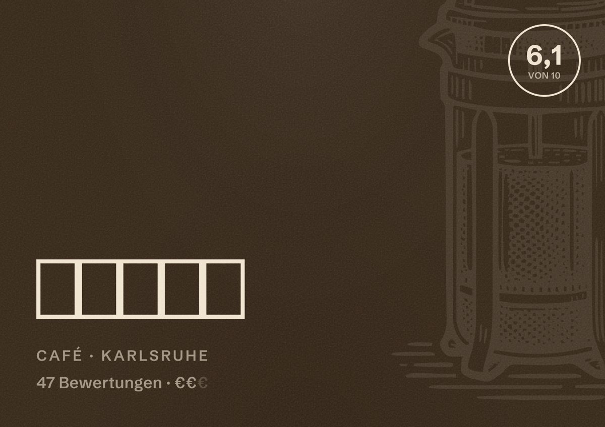 Illustriertes Poster von 茶伴奶茶店, Café in Karlsruhe: Bewertung 6,1 von 10 aus 47 Bewertungen, Preisniveau €€