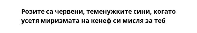 Розите са червени, теменужките сини, когато усетя миризмата на кенеф си мисля за теб