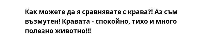 Как можете да я сравнявате с крава?! Аз съм възмутен! Кравата - спокойно, тихо и много полезно животно!!!
