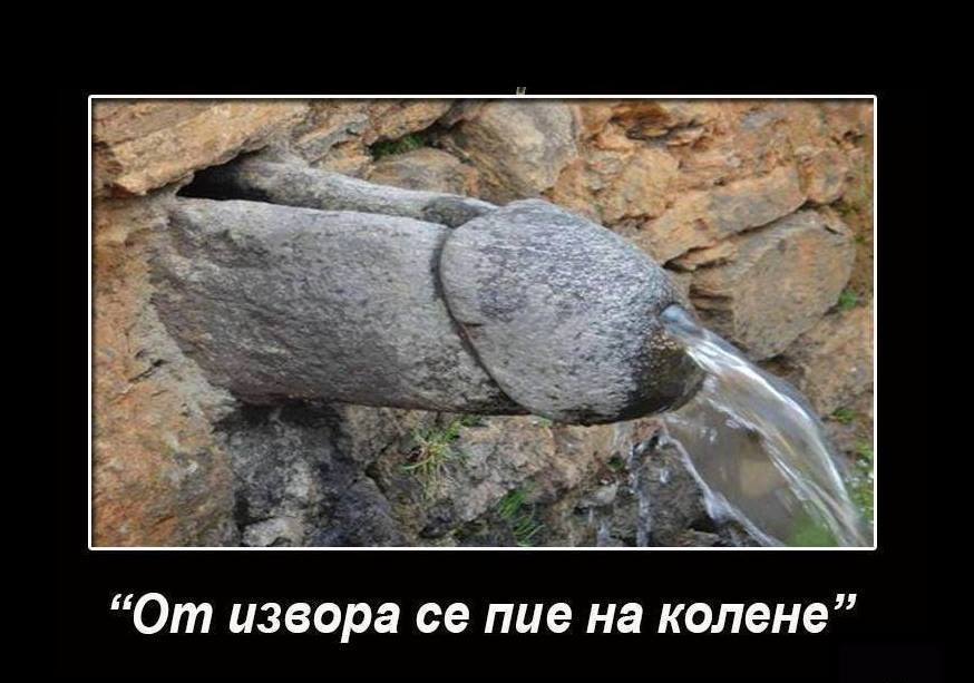 От извора се пие на колене