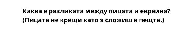 Каква е разликата между пицата и евреина? (Пицата не крещи като я сложиш в пещта.)