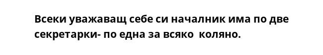 Всеки уважаващ себе си началник има по две секретарки- по една за всяко  коляно.