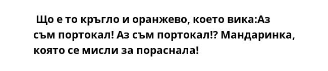  Що е то кръгло и оранжево, което вика:Аз съм портокал! Аз съм портокал!? Мандаринка, която се мисли за пораснала!