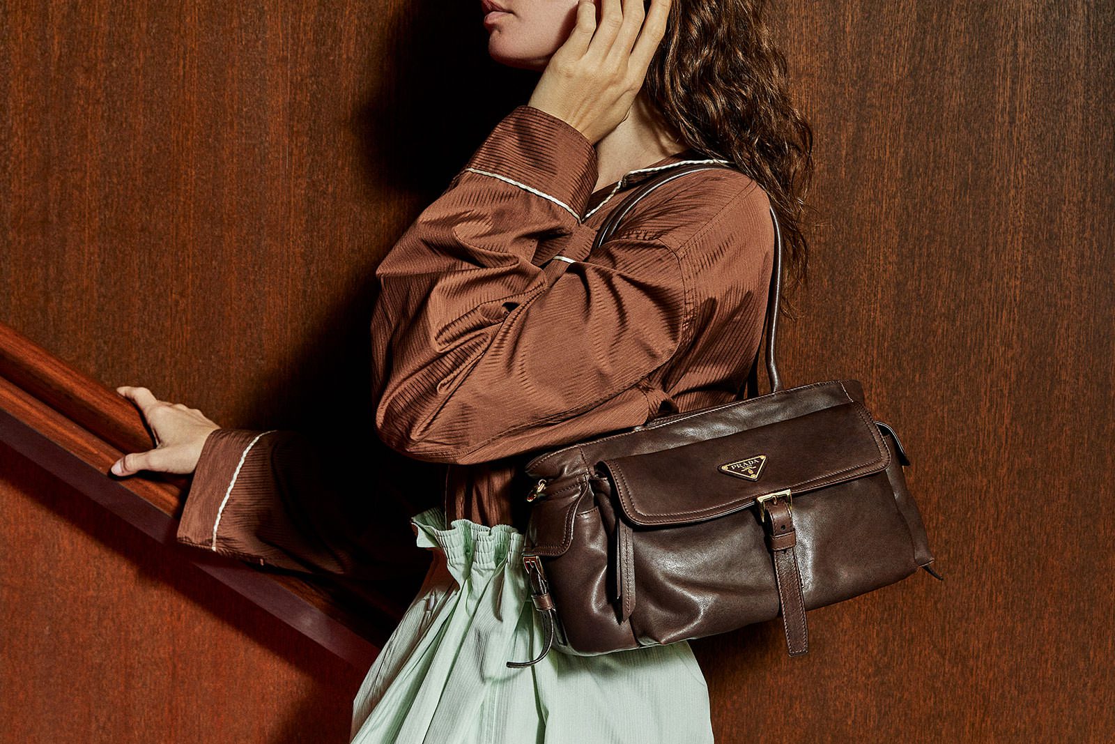 Prada Explore Nappa Tote Brown