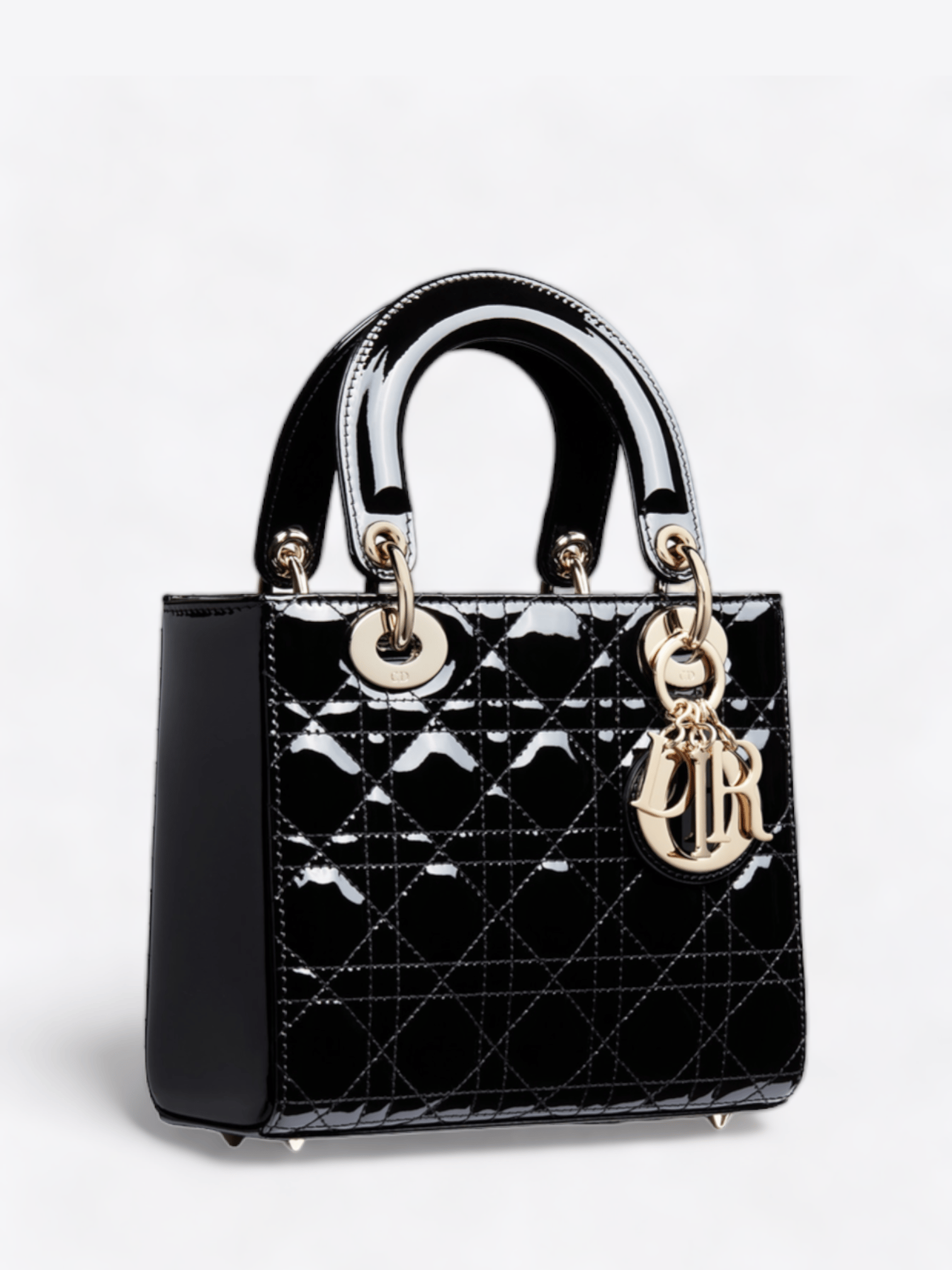 Schwarze Lady Dior Handtasche mit goldenen Details
