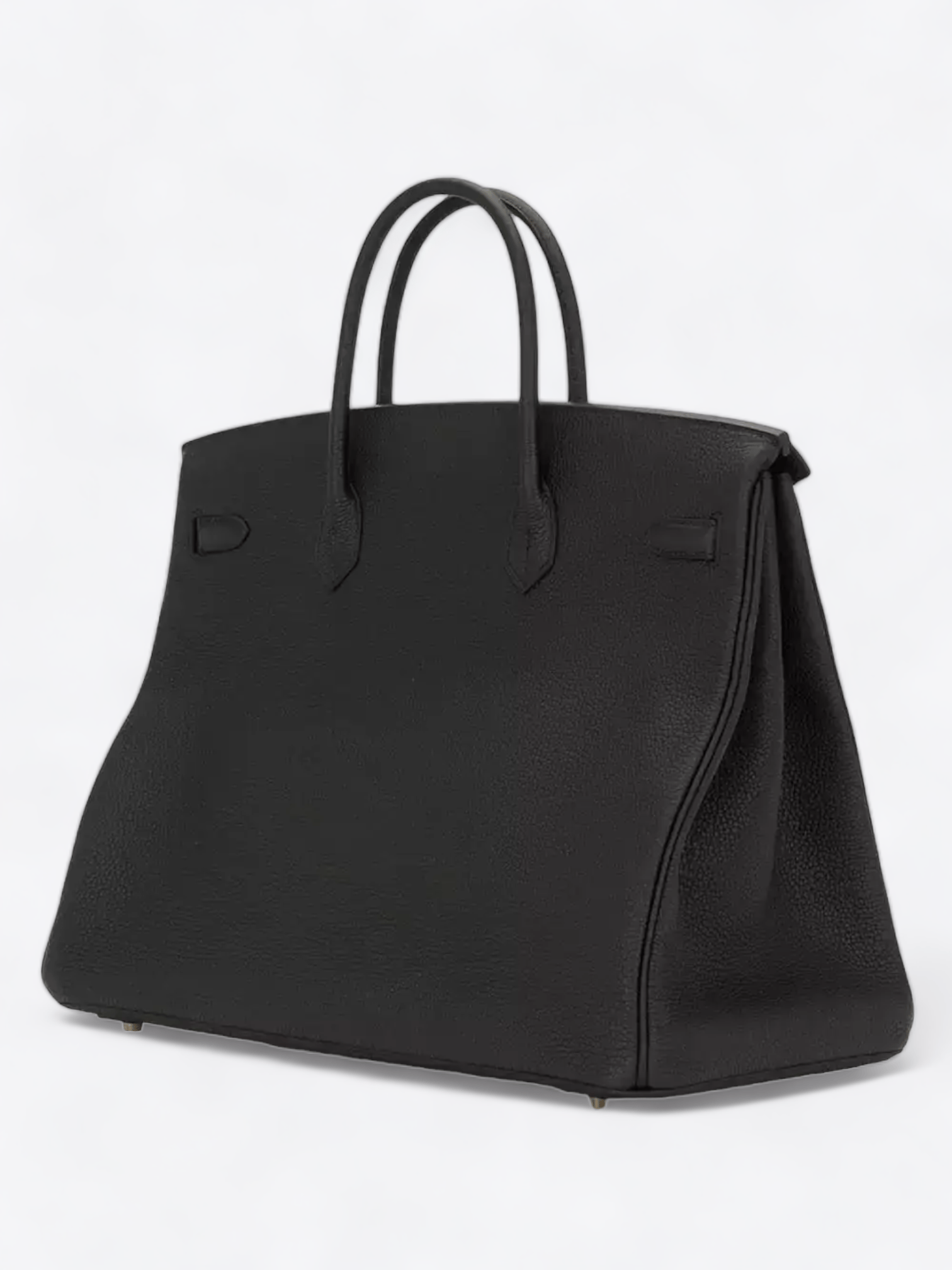 Geräumige und elegante schwarze Hermès Birkin 40 Tasche aus Togo-Leder, ideal für die Miete bei welPop.