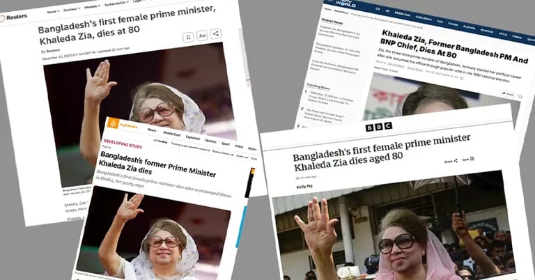 Begum Khaleda Zia's demise news in international media